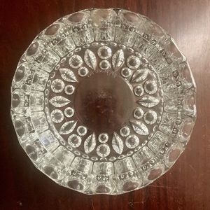 Vintage KIG Malaysia Heavy Cut Clear Glass Dish